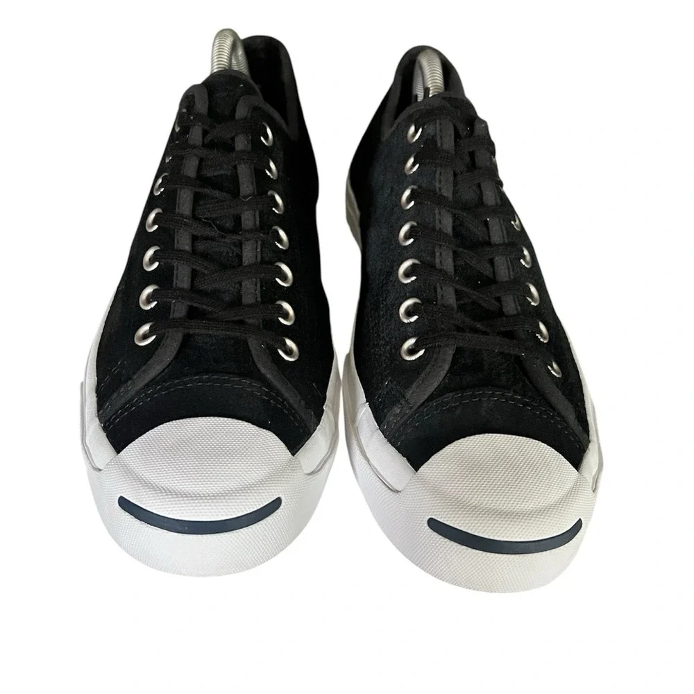 Converse Jack Purcell Low Top Sneakers Black Suede Smile Toe M9 W10.5 Shoes - Picture 2 of 5